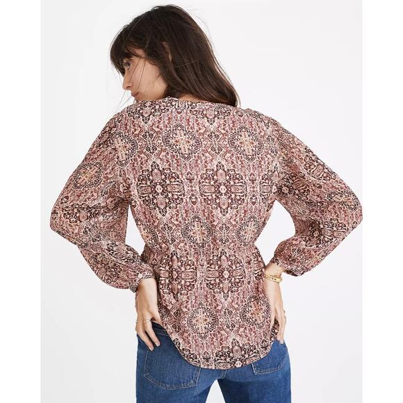 MADEWELL Drawstring Kaleidoscope Print Chiffon Top | XS - Picture 3 of 8